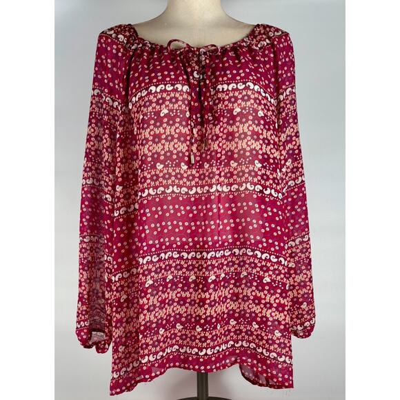 VTG Faded Glory Womens Paisley Top 2X Sheer Fairy Whimsigoth Feminine Blouse - Picture 2 of 7